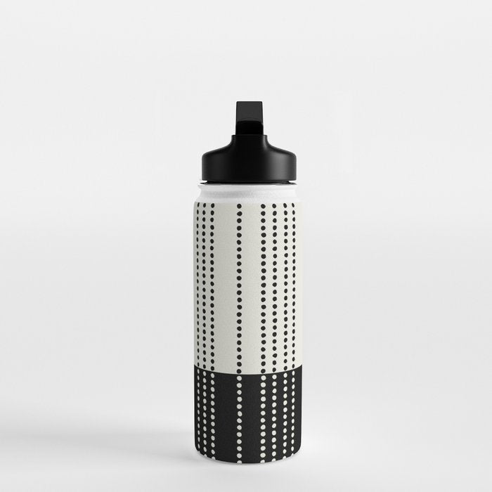 Ethnic Spotted Stripes, Ivory and Black Water Bottle Gallery Image 3