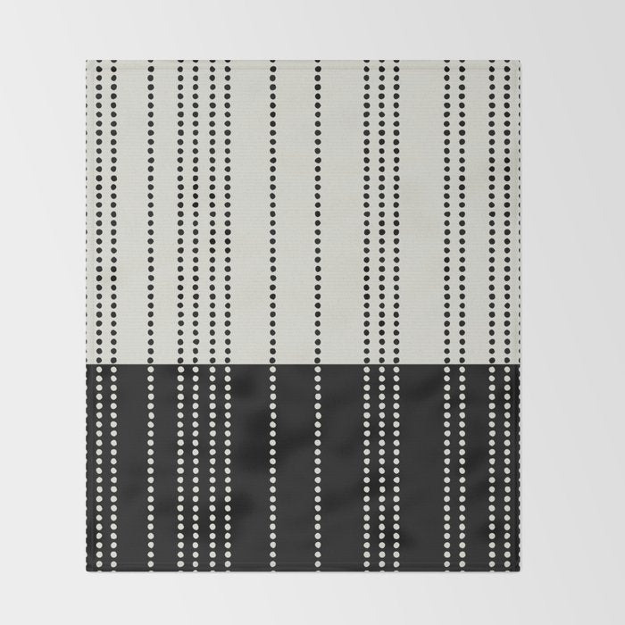 Ethnic Spotted Stripes, Ivory and Black Throw Blanket Gallery Image 2