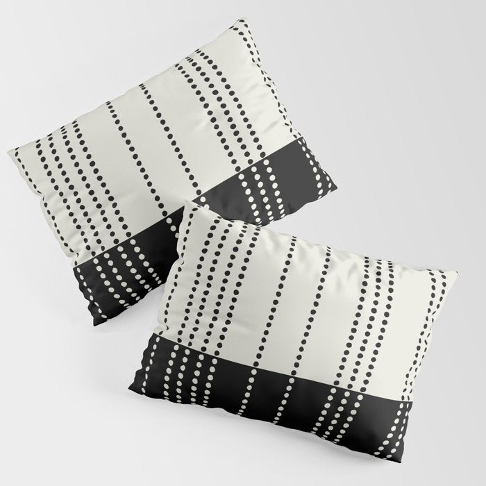 Ethnic Spotted Stripes, Ivory and Black Pillow Sham Gallery Image 1