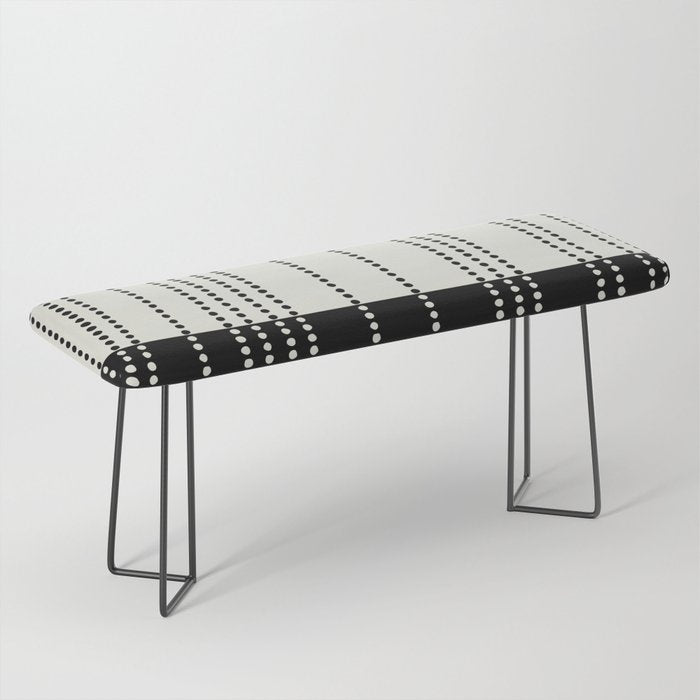 Ethnic Spotted Stripes, Ivory and Black Bench Gallery Image 1