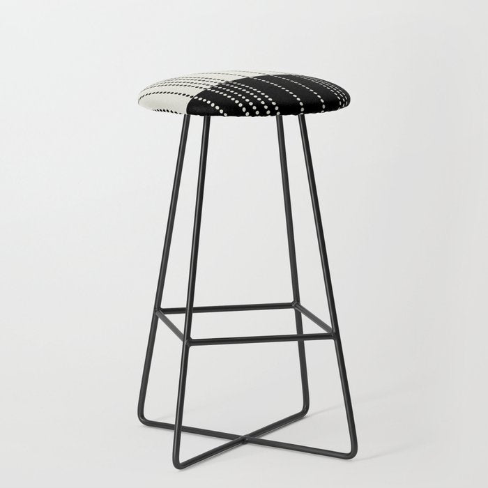 Ethnic Spotted Stripes, Ivory and Black Stool Gallery Image 1