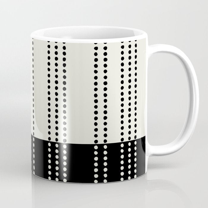 Ethnic Spotted Stripes, Ivory and Black Coffee Mug Gallery Image 1