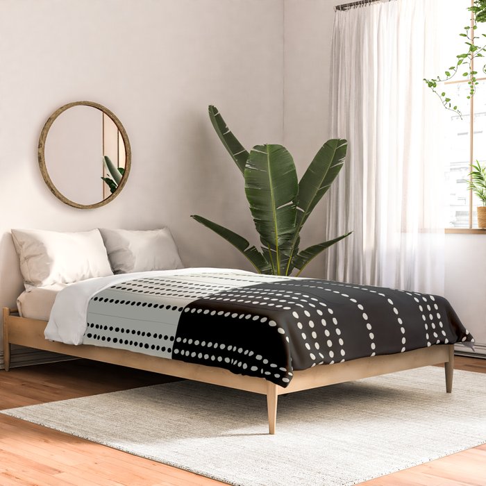 Ethnic Spotted Stripes, Ivory and Black Comforter Gallery Image 2