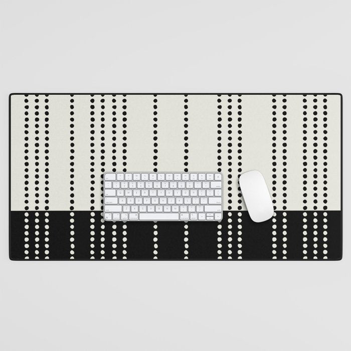 Ethnic Spotted Stripes, Ivory and Black Desk Mat Gallery Image 1