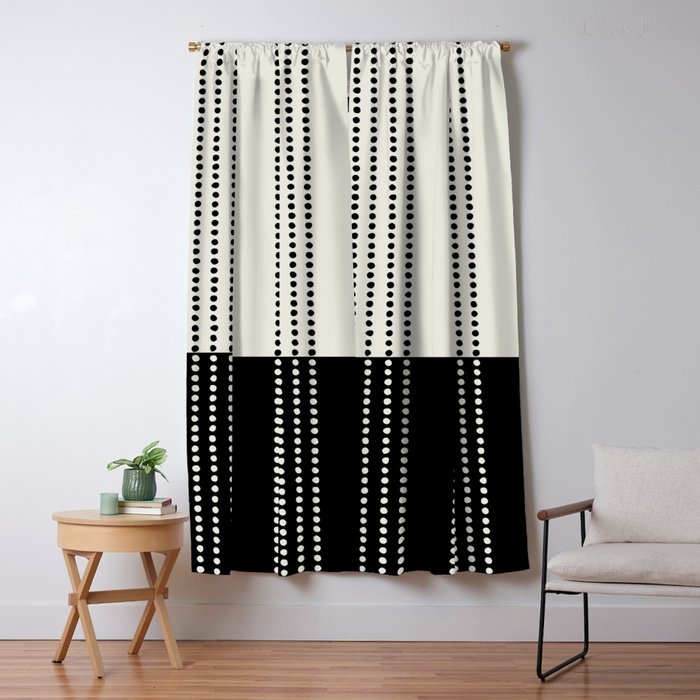 Ethnic Spotted Stripes, Ivory and Black Window Curtain Gallery Image 5