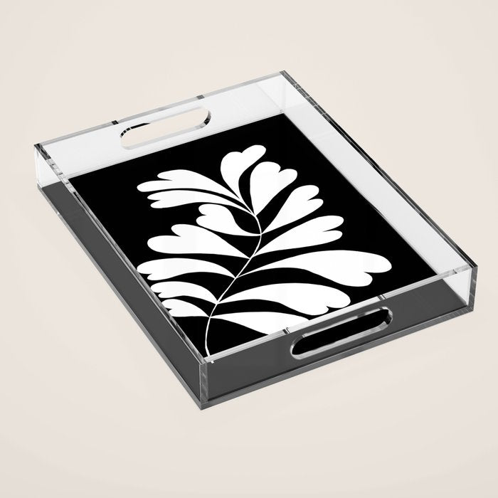 Love Palm Branch In Black  Acrylic Tray Gallery Image 1