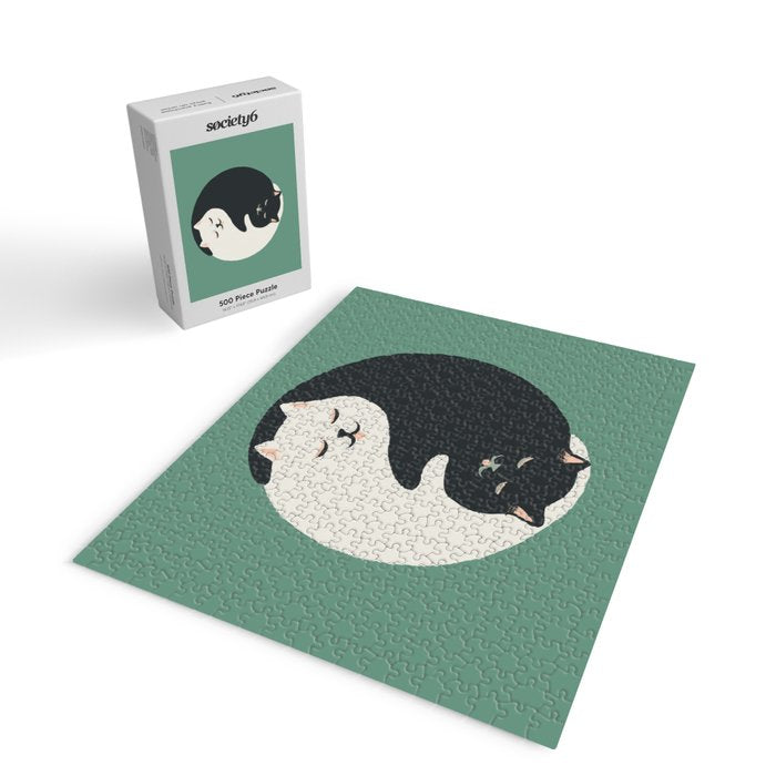 Hidden cat 26g Green yin yang hug Jigsaw Puzzle Gallery Image 2