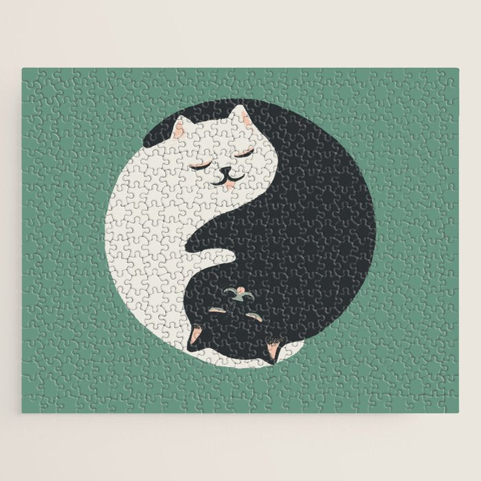Hidden cat 26g Green yin yang hug Jigsaw Puzzle Gallery Image 1