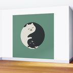 Hidden cat 26g Green yin yang hug Wall Mural Gallery Image 2