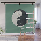 Hidden cat 26g Green yin yang hug Wall Mural Gallery Image 1