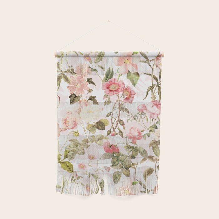 Vintage & Shabby Chic - Pink Sepia Summer Flowers Wall Hanging Gallery Image 1