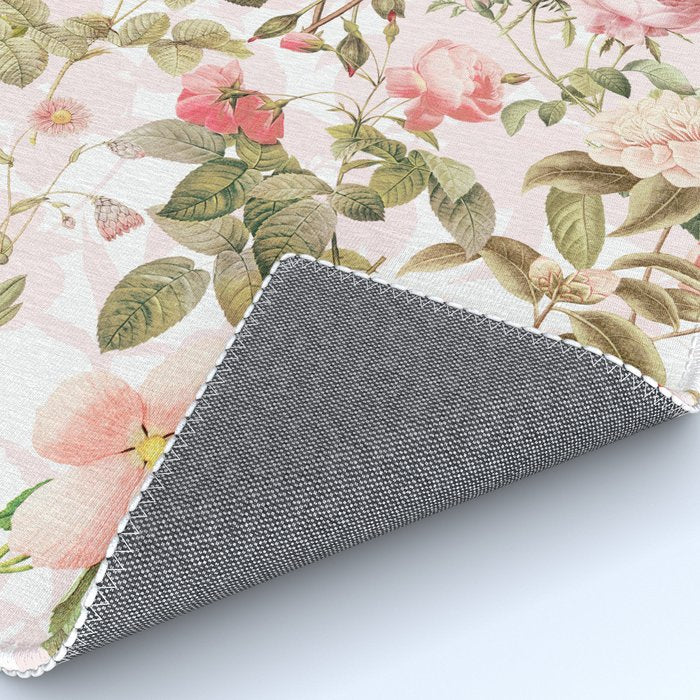 Vintage & Shabby Chic - Pink Sepia Summer Flowers Rug Gallery Image 4