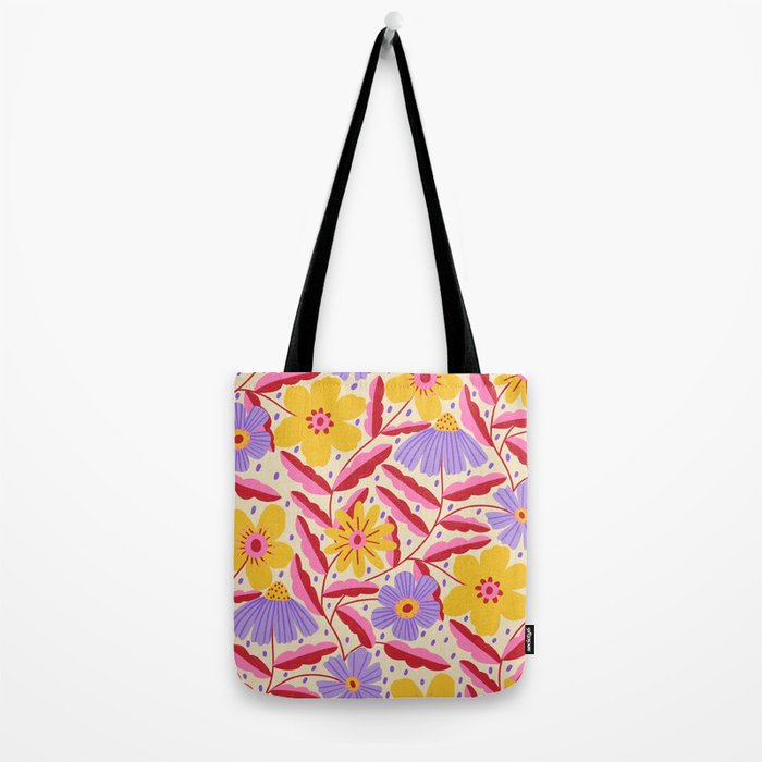 Flower Garden - Yellow & Purple  Tote Bag Gallery Image 2