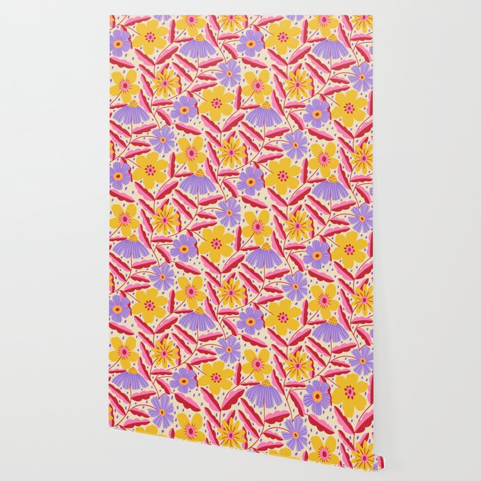 Flower Garden - Yellow & Purple  Wallpaper Gallery Image 2