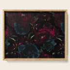 Vintage Black Dramatic Glamour Autumn Romanticism: Maximalism Moody Florals - Grand Millennial Burgundy And Teal Peonies Bouquets,  Nostalgic Gothic Mystic Night Flowers Serving Tray Gallery Image 1