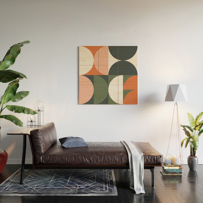 Mid Century Geometric 15 Wood Wall Art Gallery Image 2