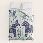 Swedish Dala Horse - Navy & Mint Palette Comforter Gallery Image 6