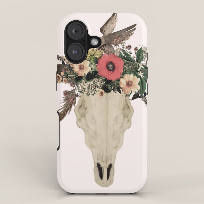 cow skull flowers iPhone Case Gallery Image 1