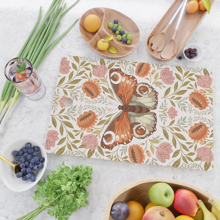 William Morris Inspired Monarch Butterfly Pattern Cutting Board Gallery Image 2