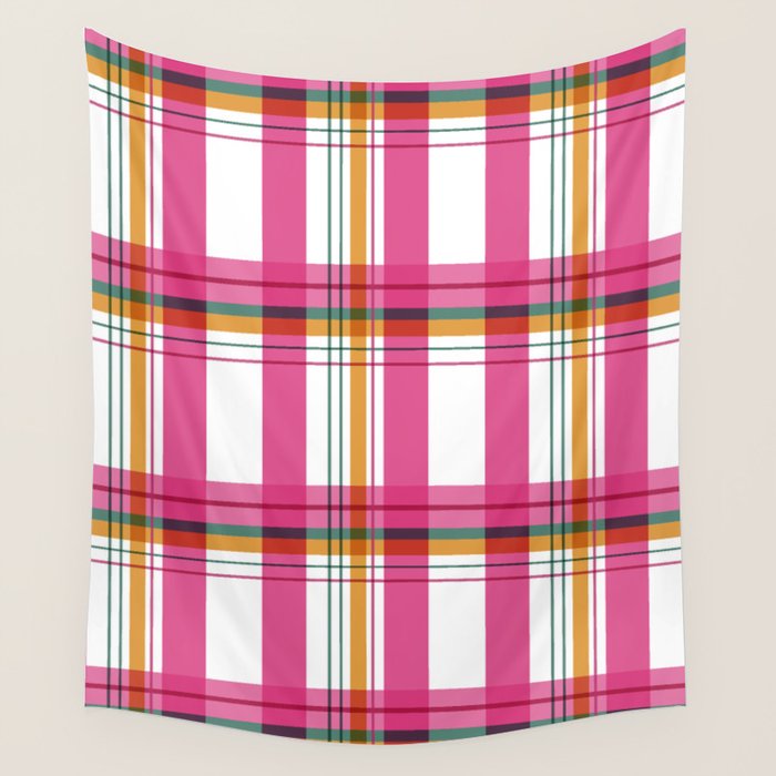 Cheerful Checkered Pattern Wall Tapestry Gallery Image 1