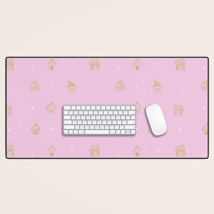 Christmas gingerbread house doodle pattern  Desk Mat Gallery Image 1