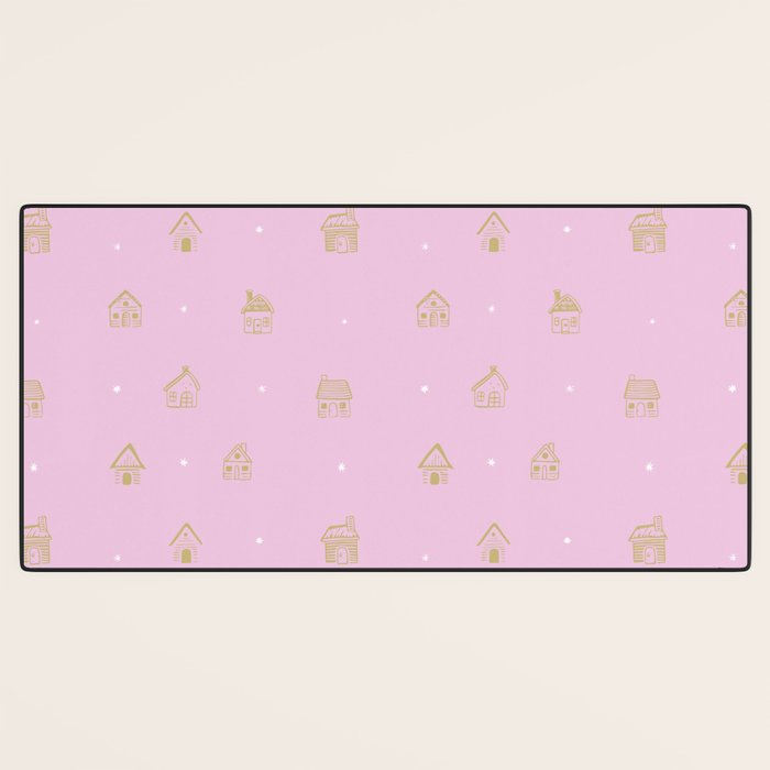 Christmas gingerbread house doodle pattern  Desk Mat Gallery Image 3