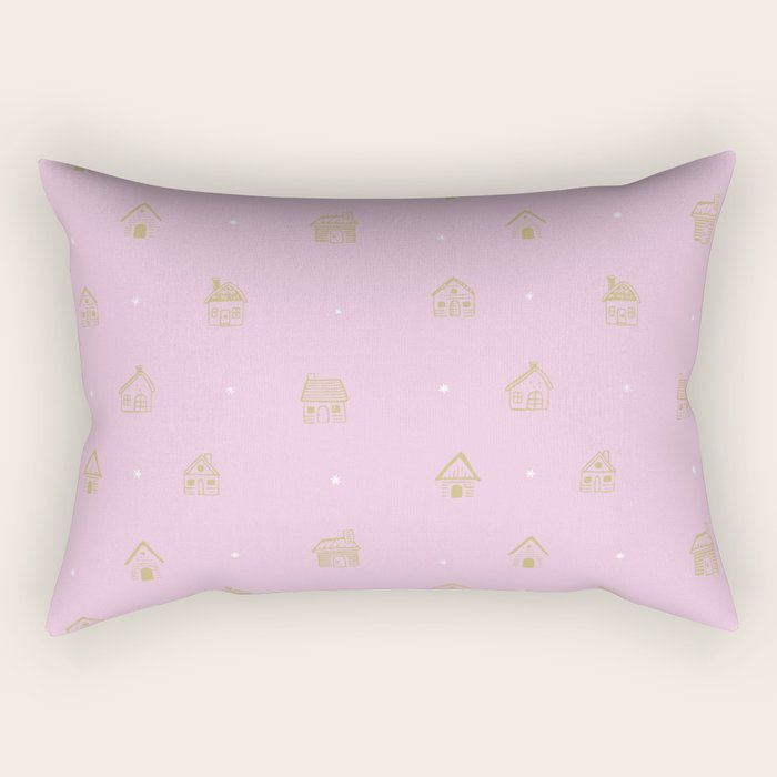 Christmas gingerbread house doodle pattern  Rectangular Pillow Gallery Image 1