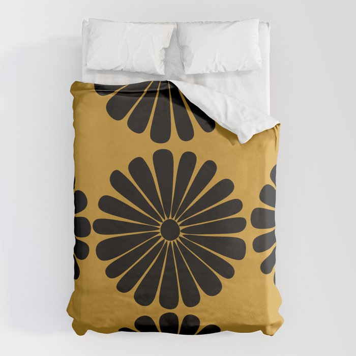 Retro Daisy Abstract VIII Golden Yellow Bold Floral Duvet Cover Gallery Image 6