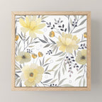 Modern, Floral Prints, Yellow, Gray and White Mini Art Print Gallery Image 1