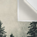 Thick pine forest in the descending mist Wall Tapestry Gallery Image 3