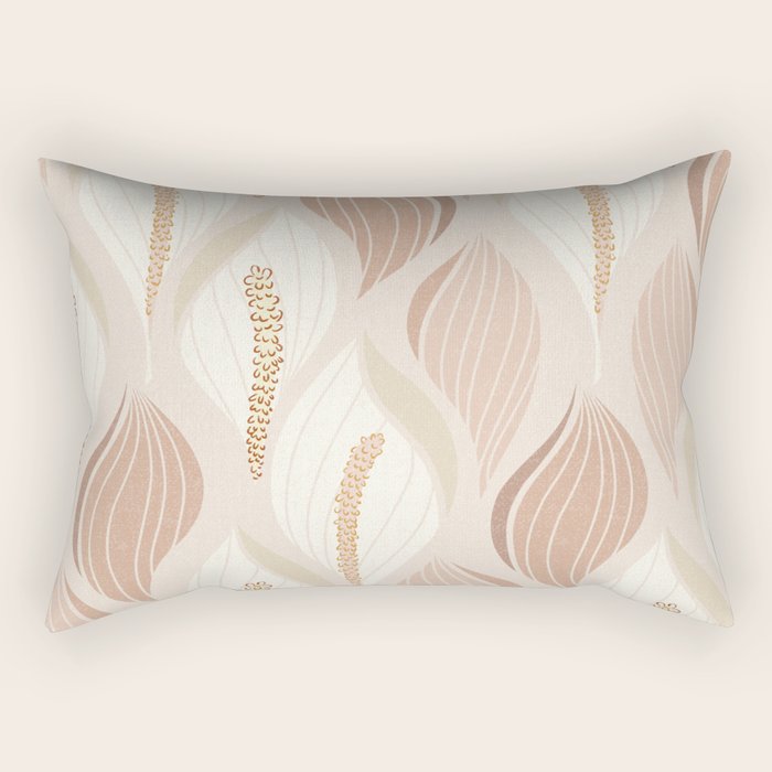 Minimalistic flow Peace lily soft peach Rectangular Pillow Gallery Image 1