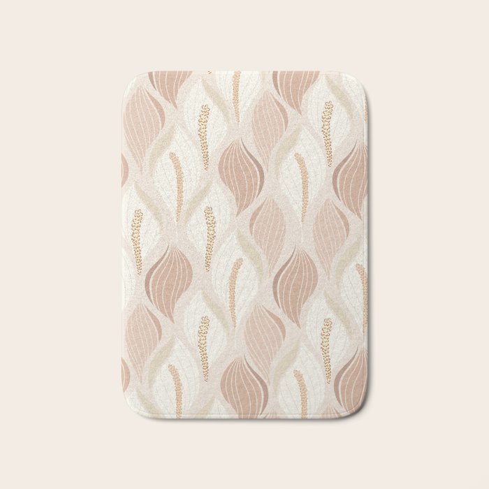 Minimalistic flow Peace lily soft peach Bath Mat Gallery Image 1
