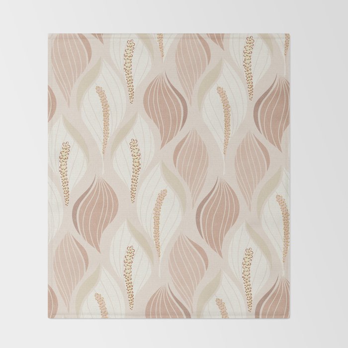 Minimalistic flow Peace lily soft peach Throw Blanket Gallery Image 2