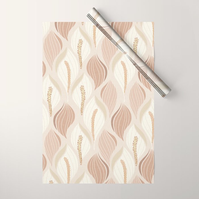 Minimalistic flow Peace lily soft peach Wrapping Paper Gallery Image 1