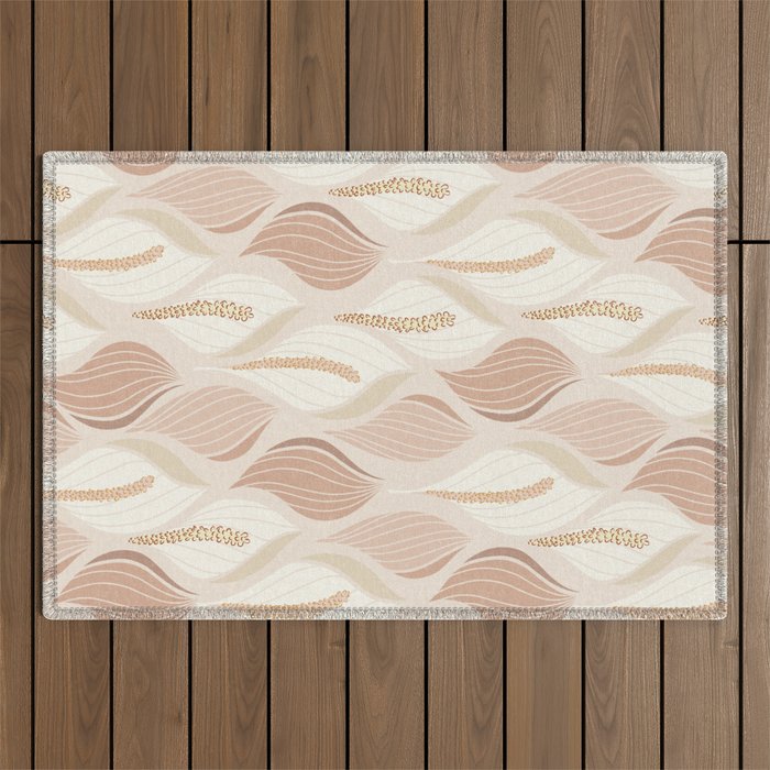 Minimalistic flow Peace lily soft peach Outdoor Rug Gallery Image 1