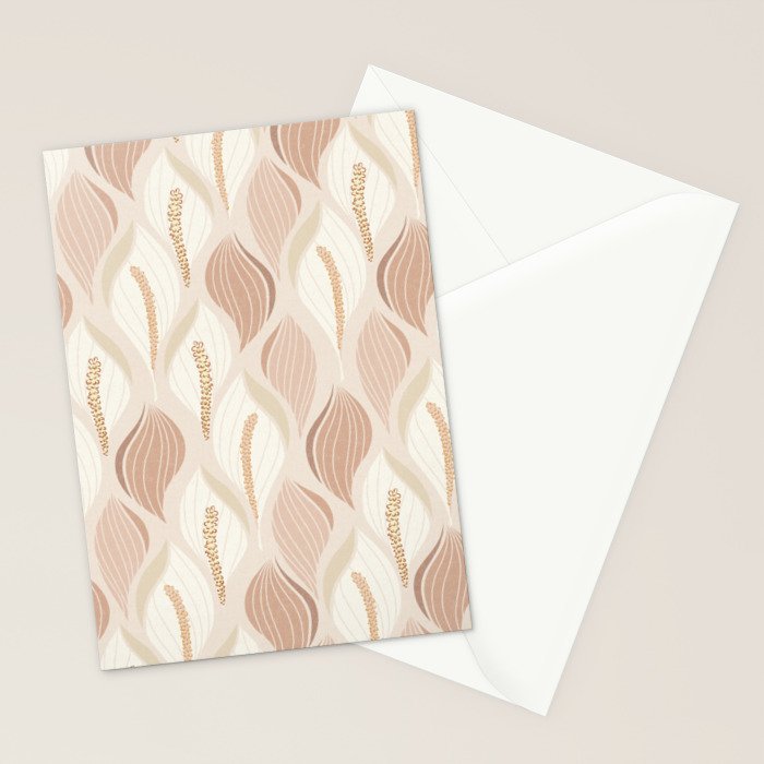 Minimalistic flow Peace lily soft peach Stationery Card Gallery Image 2
