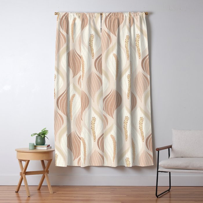 Minimalistic flow Peace lily soft peach Window Curtain Gallery Image 5