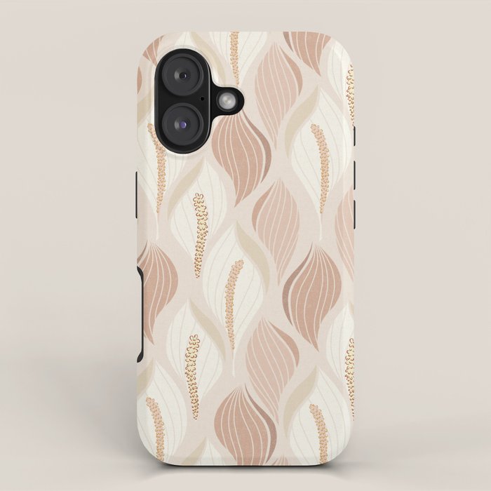 Minimalistic flow Peace lily soft peach iPhone Case Gallery Image 1