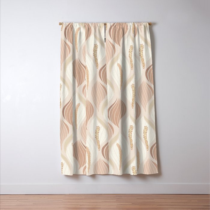 Minimalistic flow Peace lily soft peach Window Curtain Gallery Image 3