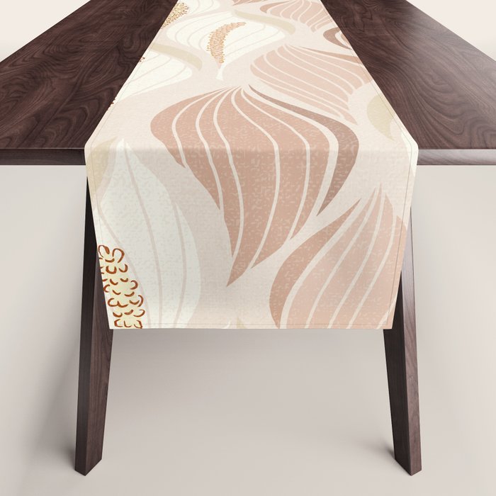 Minimalistic flow Peace lily soft peach Table Runner Gallery Image 1
