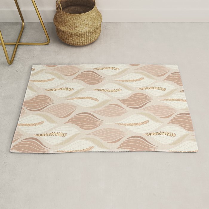 Minimalistic flow Peace lily soft peach Rug Gallery Image 1