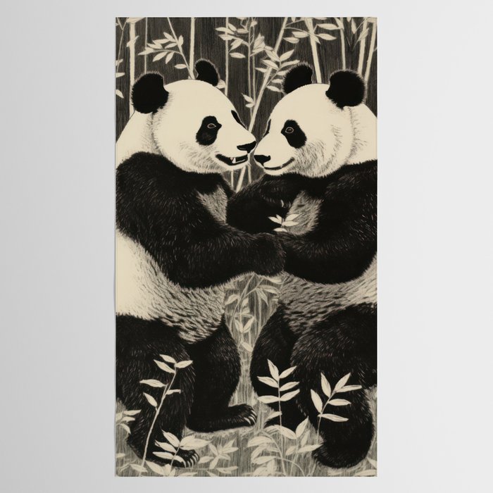 Bamboo Panda Dancing Pair Tablecloth Gallery Image 2