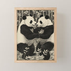 Bamboo Panda Dancing Pair Mini Art Print Gallery Image 1