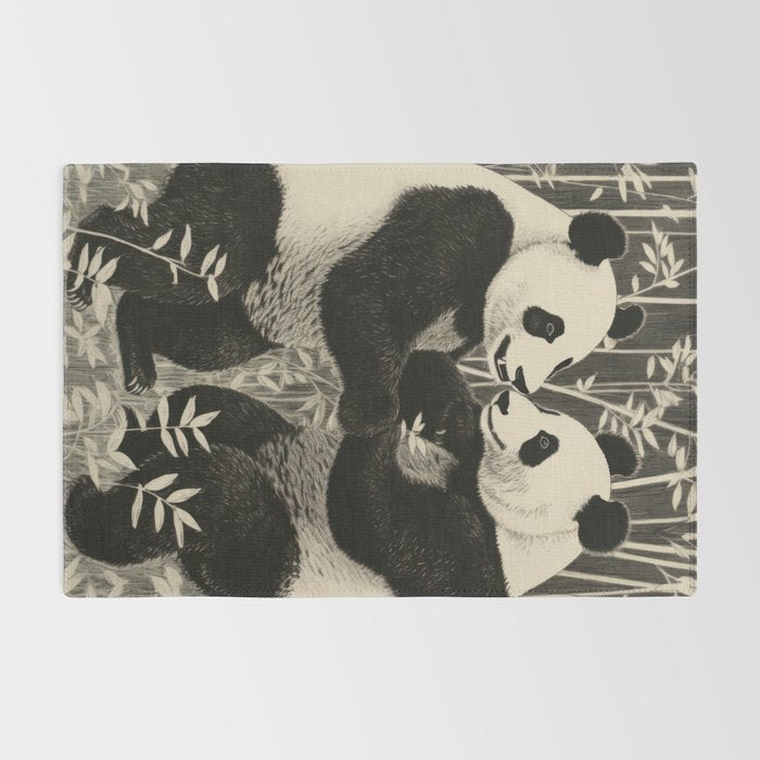 Bamboo Panda Dancing Pair Rug Gallery Image 2