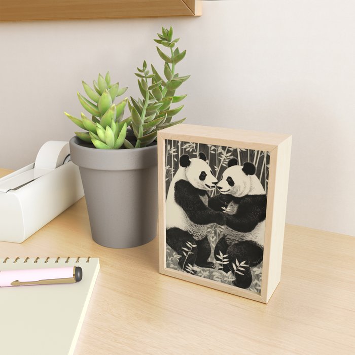 Bamboo Panda Dancing Pair Mini Art Print Gallery Image 2