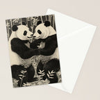 Bamboo Panda Dancing Pair Stationery Card Gallery Image 2