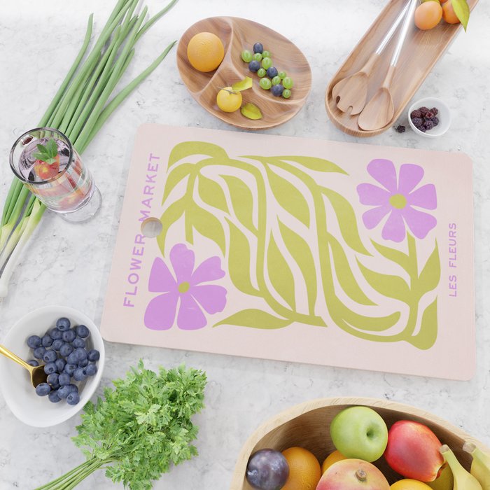 Lilac & Lime: Les Fleurs | Flower Market Color Series 02 Cutting Board Gallery Image 2