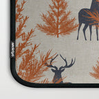 Christmas Trees and Deer, Faux Linen, Pattern, Beige, Terracotta and Blue Laptop Sleeve Gallery Image 3