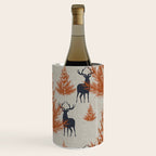Christmas Trees and Deer, Faux Linen, Pattern, Beige, Terracotta and Blue Wine Chiller Gallery Image 3