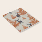 Christmas Trees and Deer, Faux Linen, Pattern, Beige, Terracotta and Blue Notebook Gallery Image 2